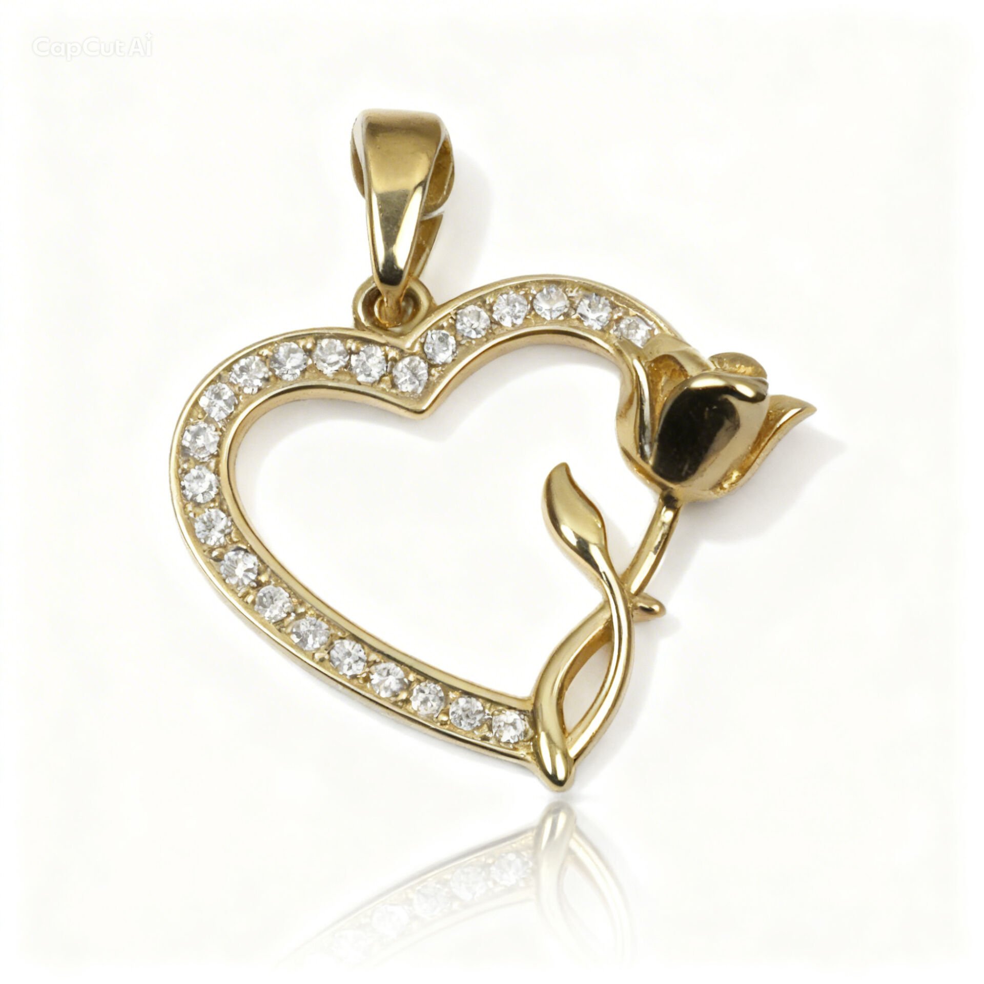 14 Ayar Kalpli Gül Kolye ucu