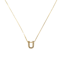 Pırlanta detaylı Harf kolye (U)