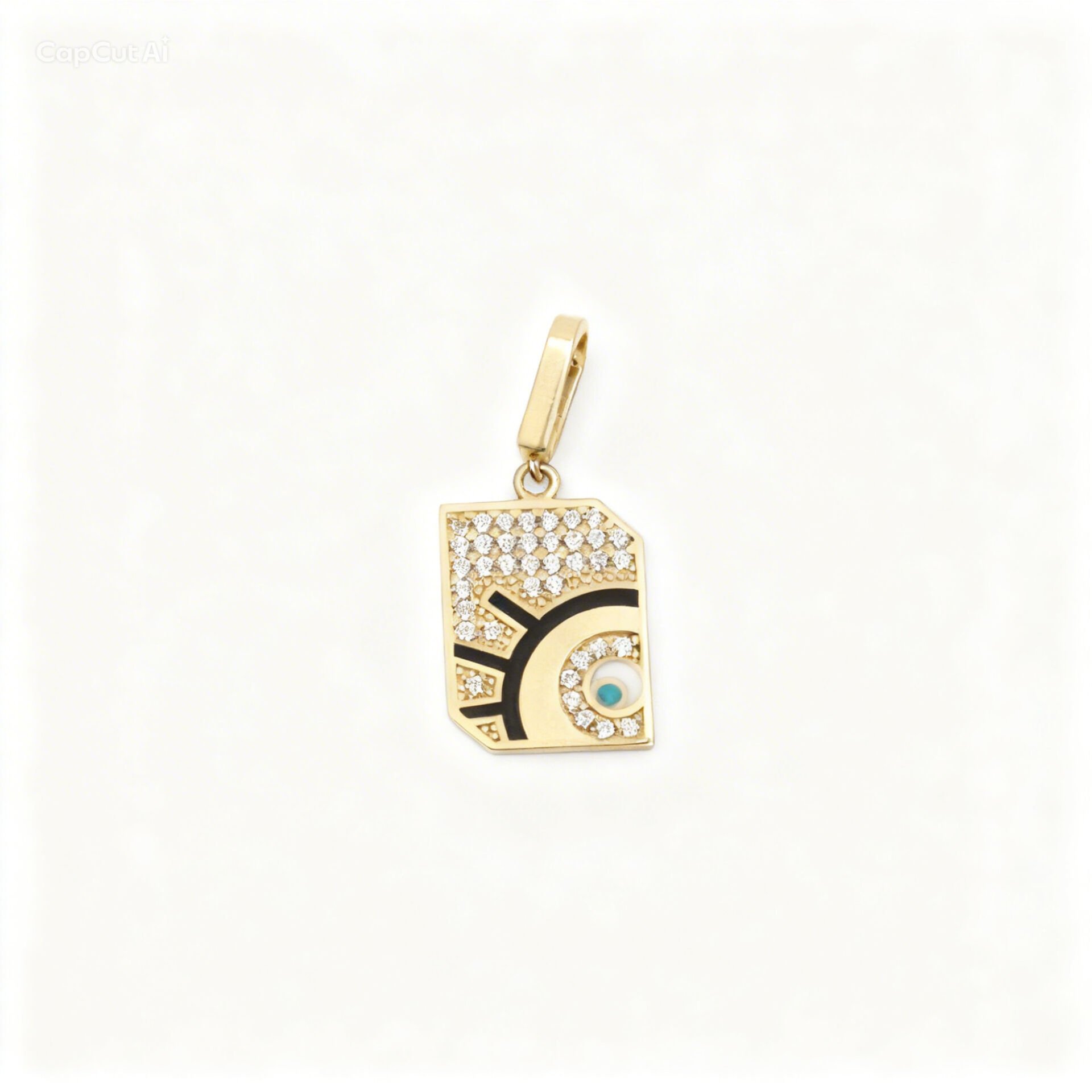 14 Ayar mavi mineli altın kolye ucu