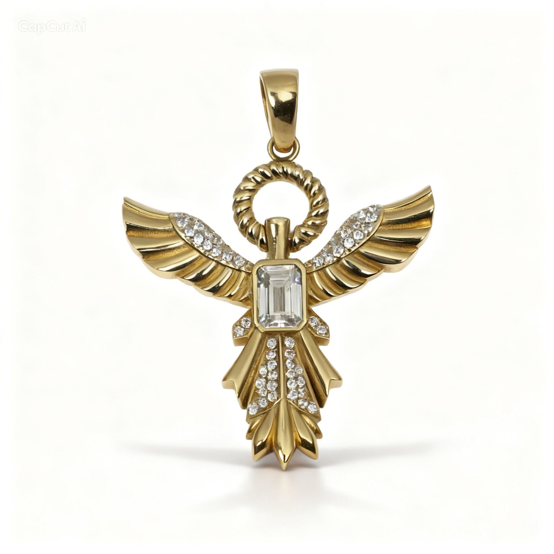 14 ayar taşlı anka kuşu kolye ucu