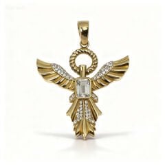 14 ayar taşlı anka kuşu kolye ucu