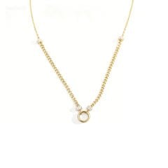 14 ayar çift halat taşlı altın kolye