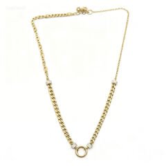 14 ayar çift halat taşlı altın kolye