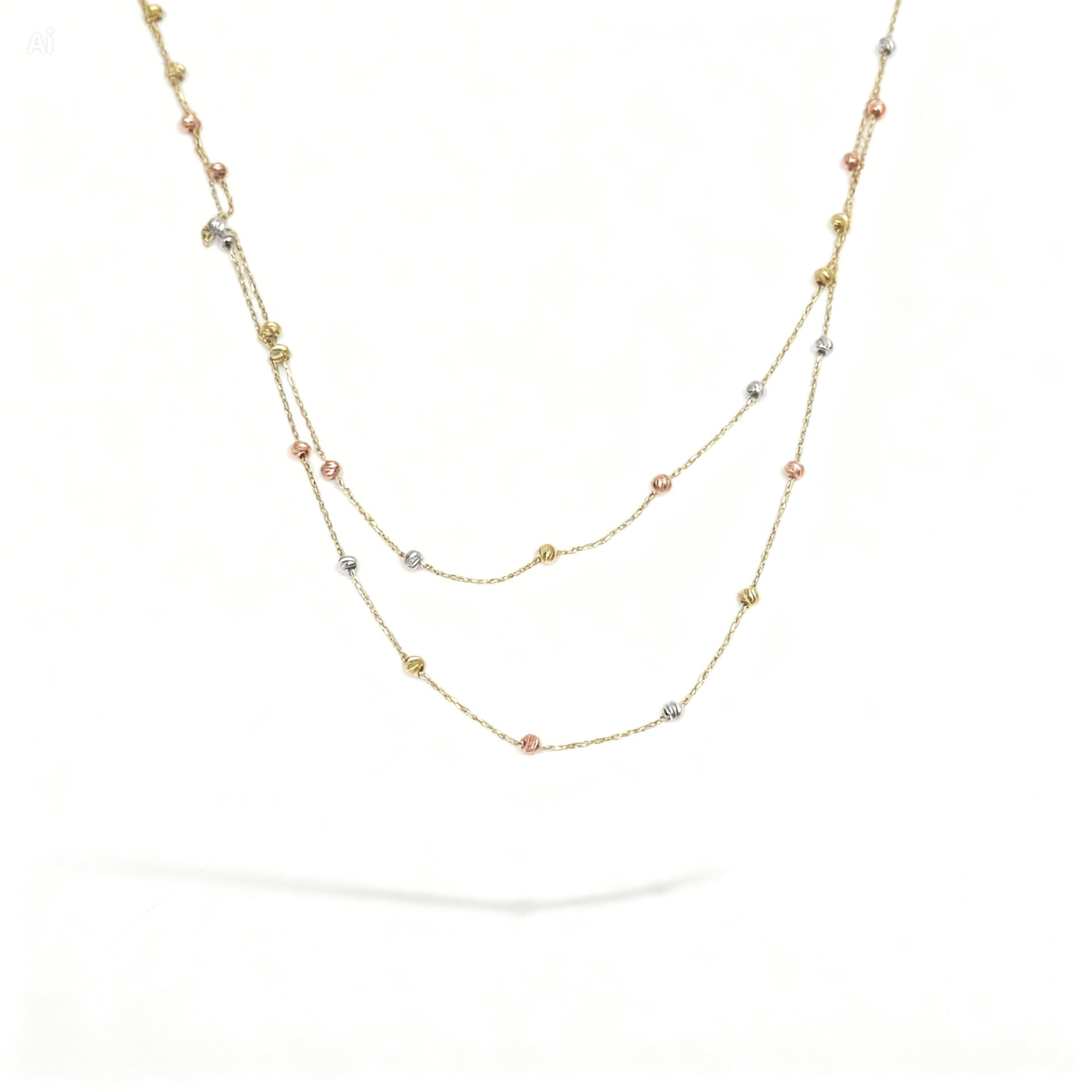 14 ayar altın çift sıralı dorika kolye