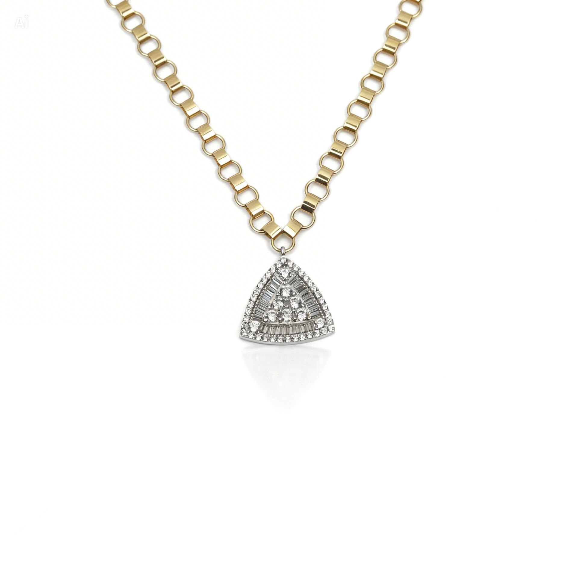 14 ayar altın üçgen baget kolye