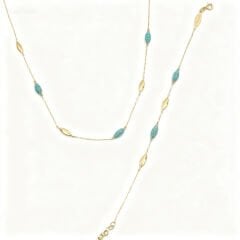 14 ayar altın turkuaz taşlı set