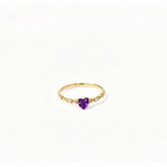 Mor kalp taşlı yüzük