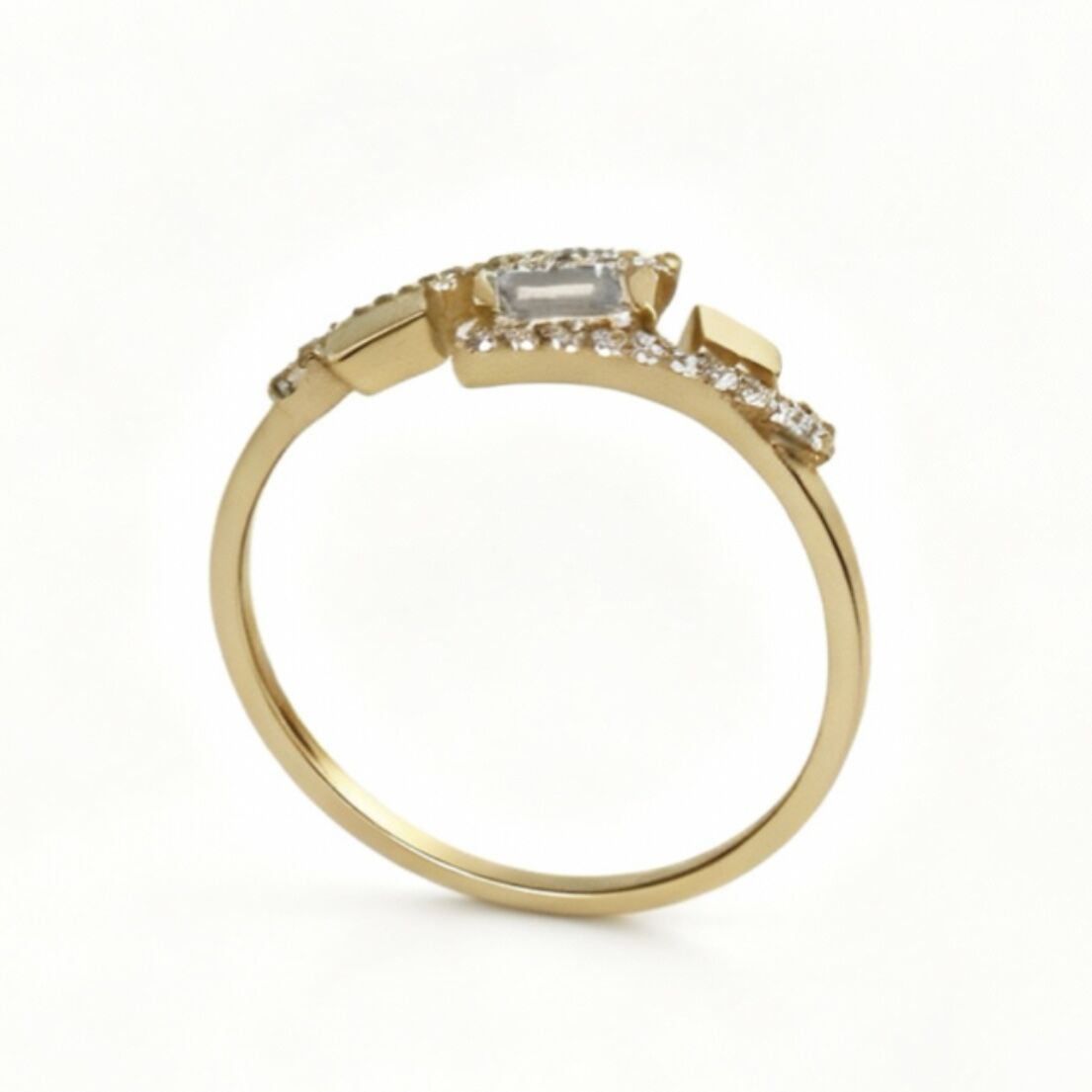 Baget taşlı minimal altın yüzük