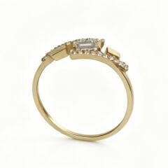 Baget taşlı minimal altın yüzük