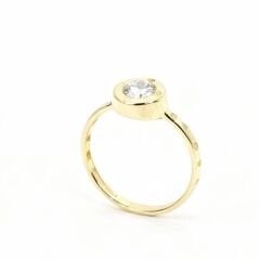 Oval Tektaş Altın Yüzük