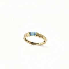 Turkuaz Bagetli Altın Yüzük