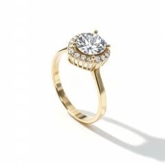 Altın Kalpli Baget Yüzük