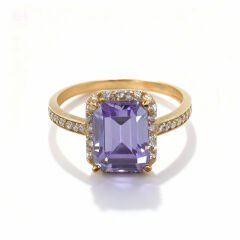 Mor Taşlı Baget Yüzük