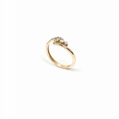 3 Taş Altın Tasarım Yüzük