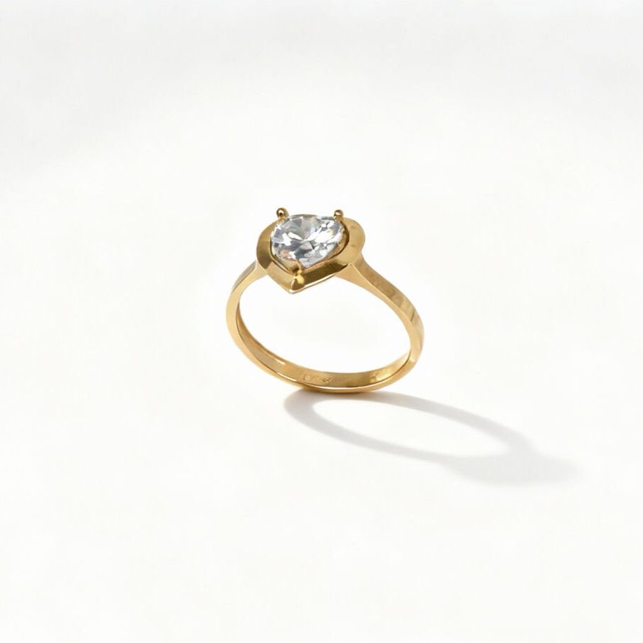 Tektaş Kalpli ALtın Yüzük