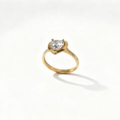 Tektaş Kalpli ALtın Yüzük