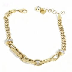 Altın Taşlı Zincir Tasarım Bileklik