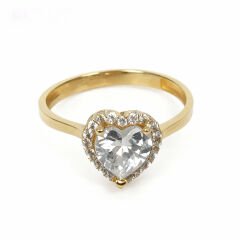 Altın Kalpli Tektaş Yüzük