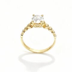 Altın Taşlı Tasarım Tektaş Yüzük