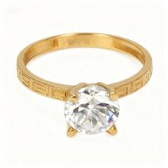 Altın Taşlı Tasarım Tektaş Yüzük