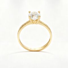 Altın Taşlı Tasarım Tektaş Yüzük