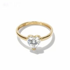 Altın kalpli Tektaş Yüzük