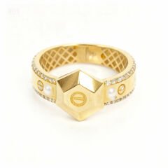 Altıgen Taşlı Altın Yüzük