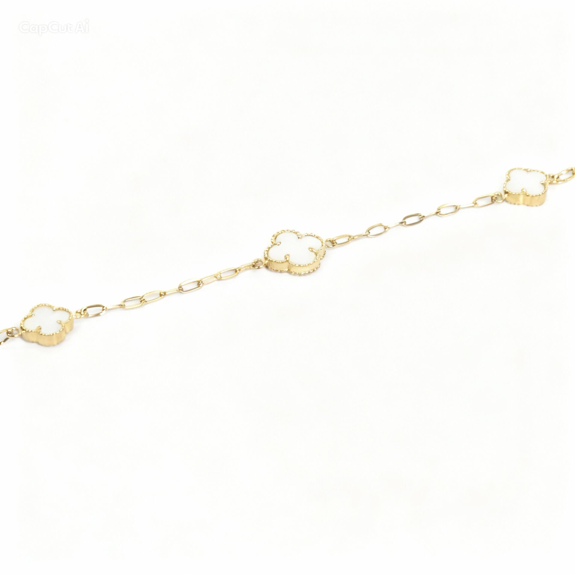 3 Motifli Altın Yonca Bileklik