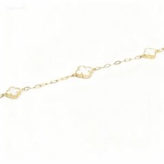 3 Motifli Altın Yonca Bileklik