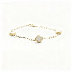 3 Motifli Altın Yonca Bileklik