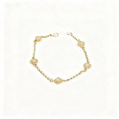 5 Beyaz Yoncalı Altın Bileklik