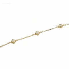 5 Beyaz Yoncalı Altın Bileklik