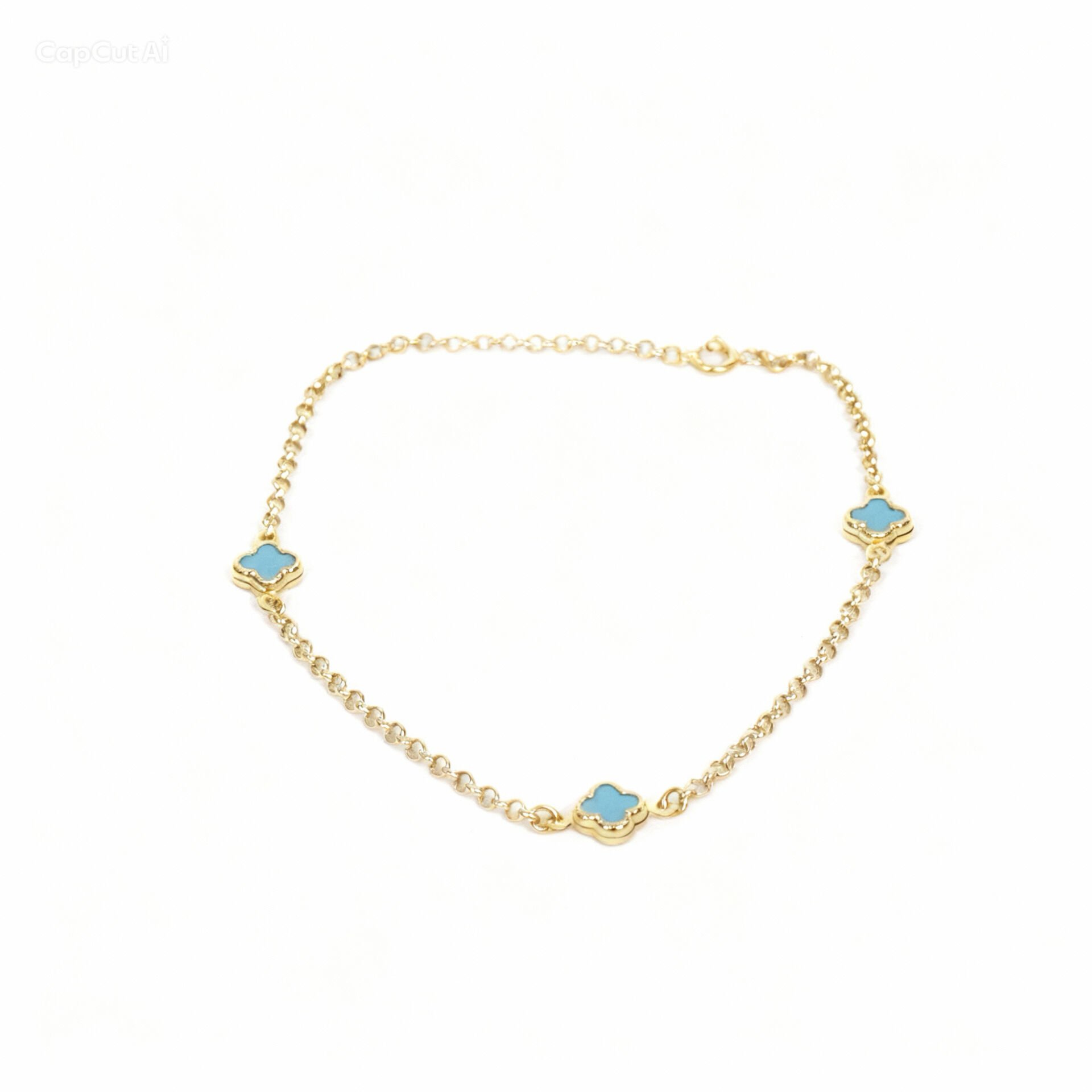 3 Turkuaz Renkli Yonca Bileklik