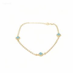 3 Turkuaz Renkli Yonca Bileklik