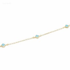 3 Turkuaz Renkli Yonca Bileklik