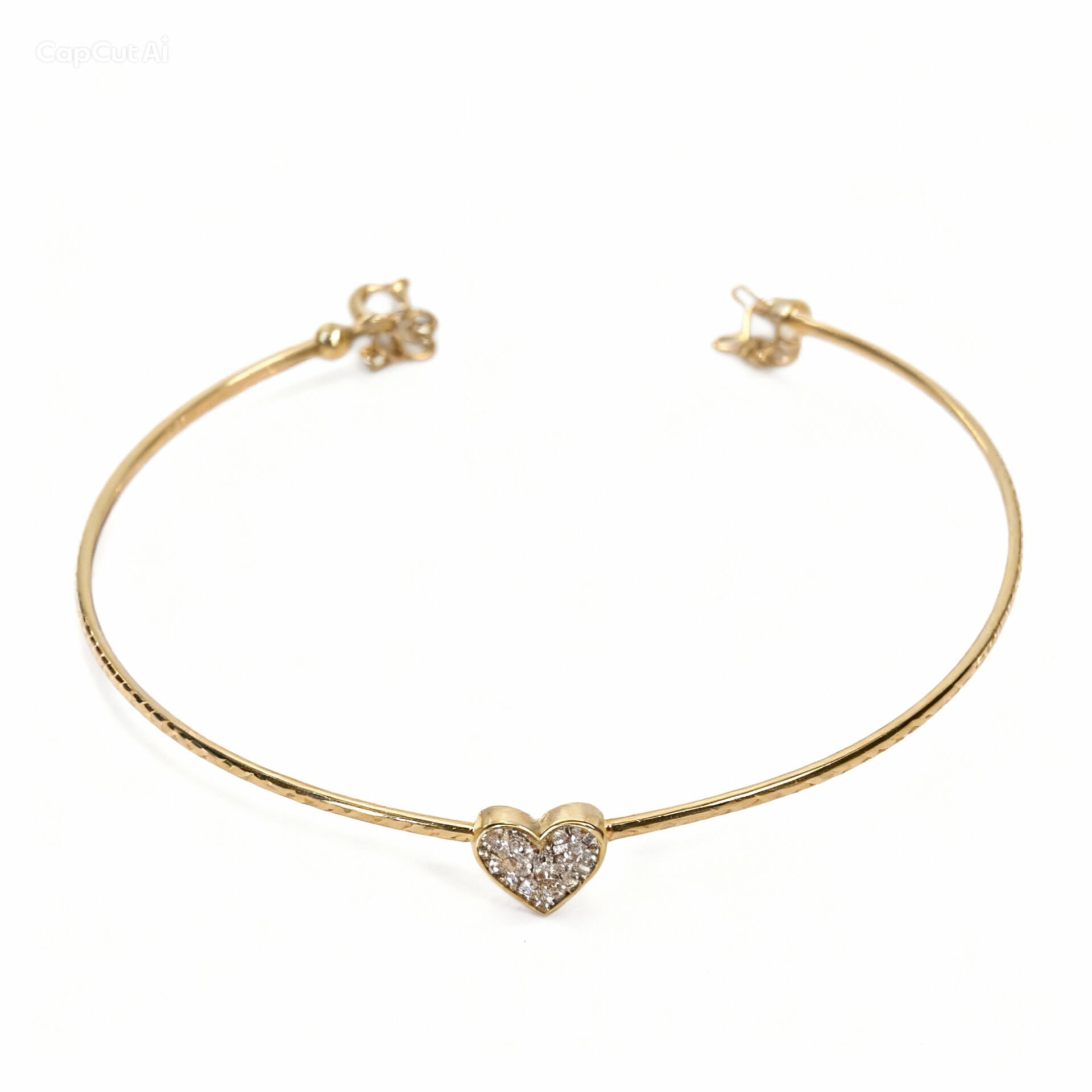 Taşlı Kalpli Altın Kelepçe