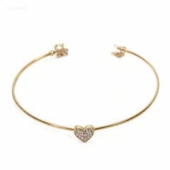 Taşlı Kalpli Altın Kelepçe