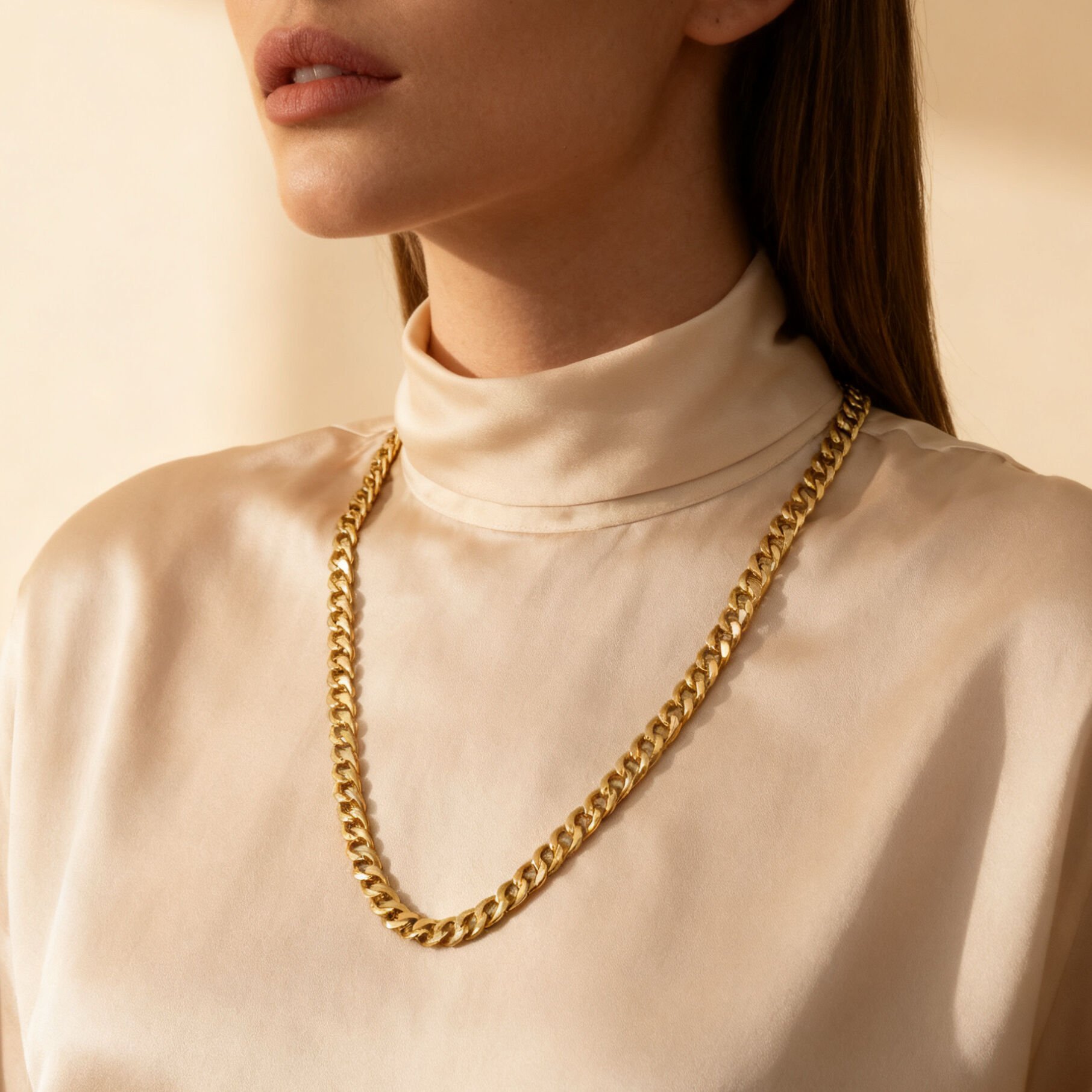 Altın Gurmet Yassı Zincir Kolye