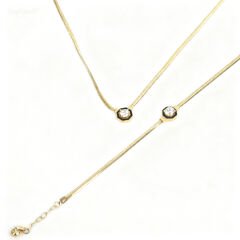 Altın Balık Sırtı Zincir Tektaş Set