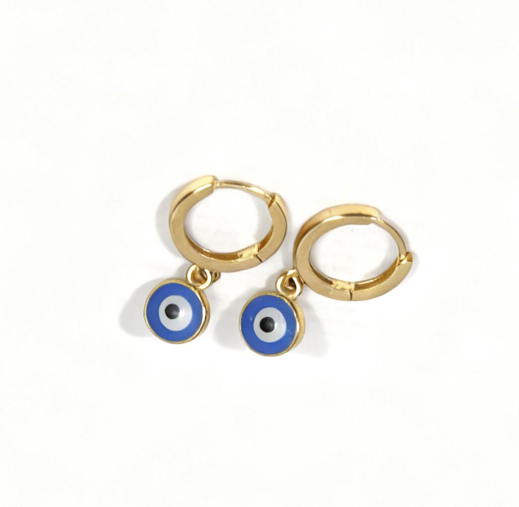 Nazar Boncuklu Altın Küpe