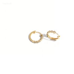 Altın Taşlı Petek Halka Küpe