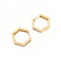 Altıgen Altın Küpe