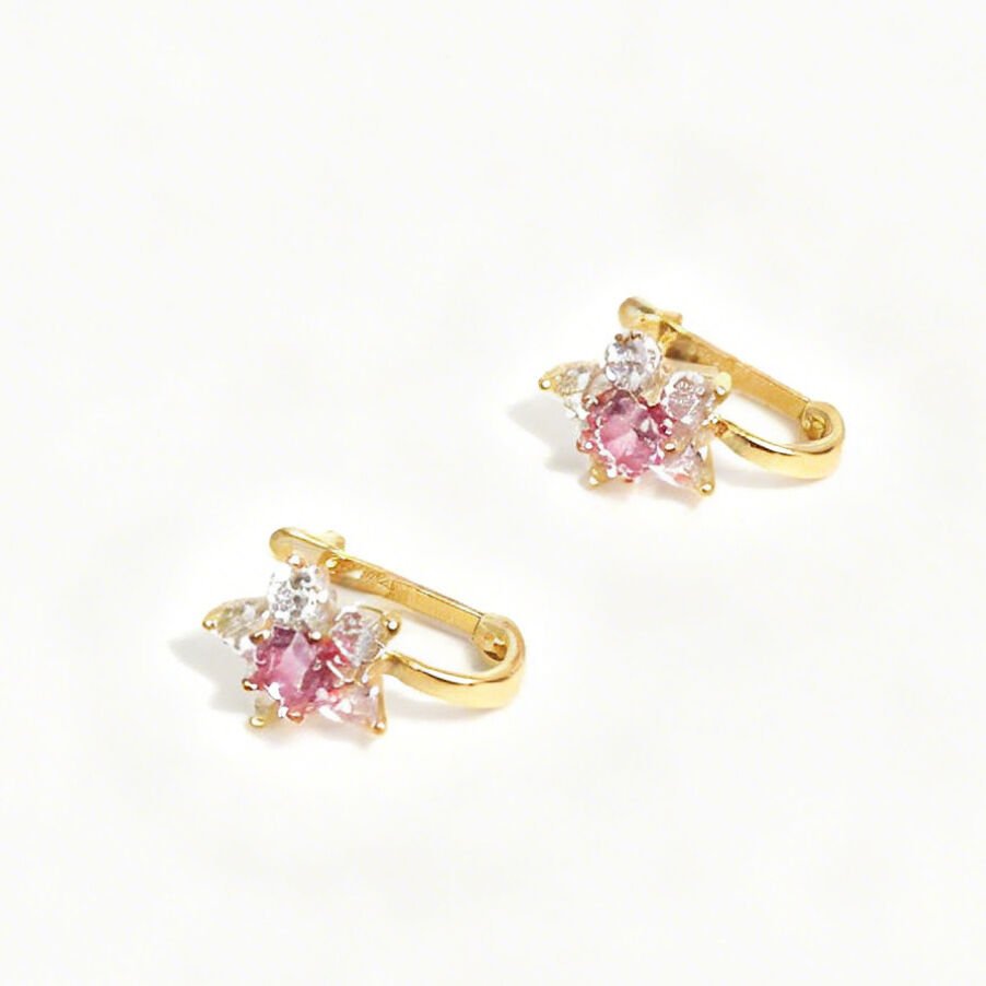 Pembe Taşlı Altın Küpe