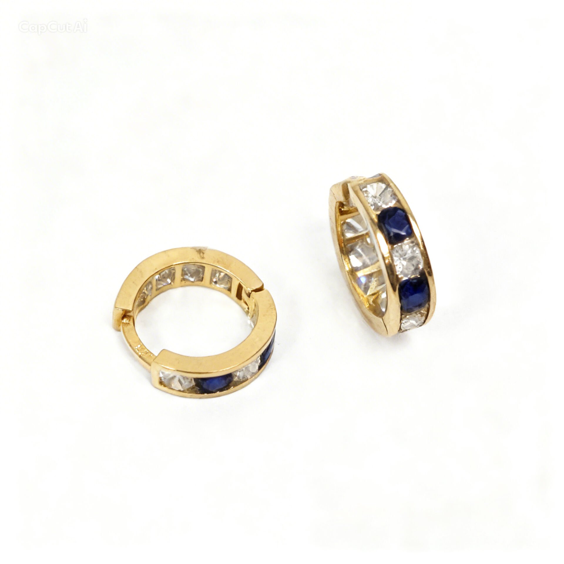 Mavi Taşlı Su yolu Altın Çocuk Küpe