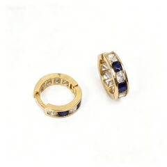 Mavi Taşlı Su yolu Altın Çocuk Küpe