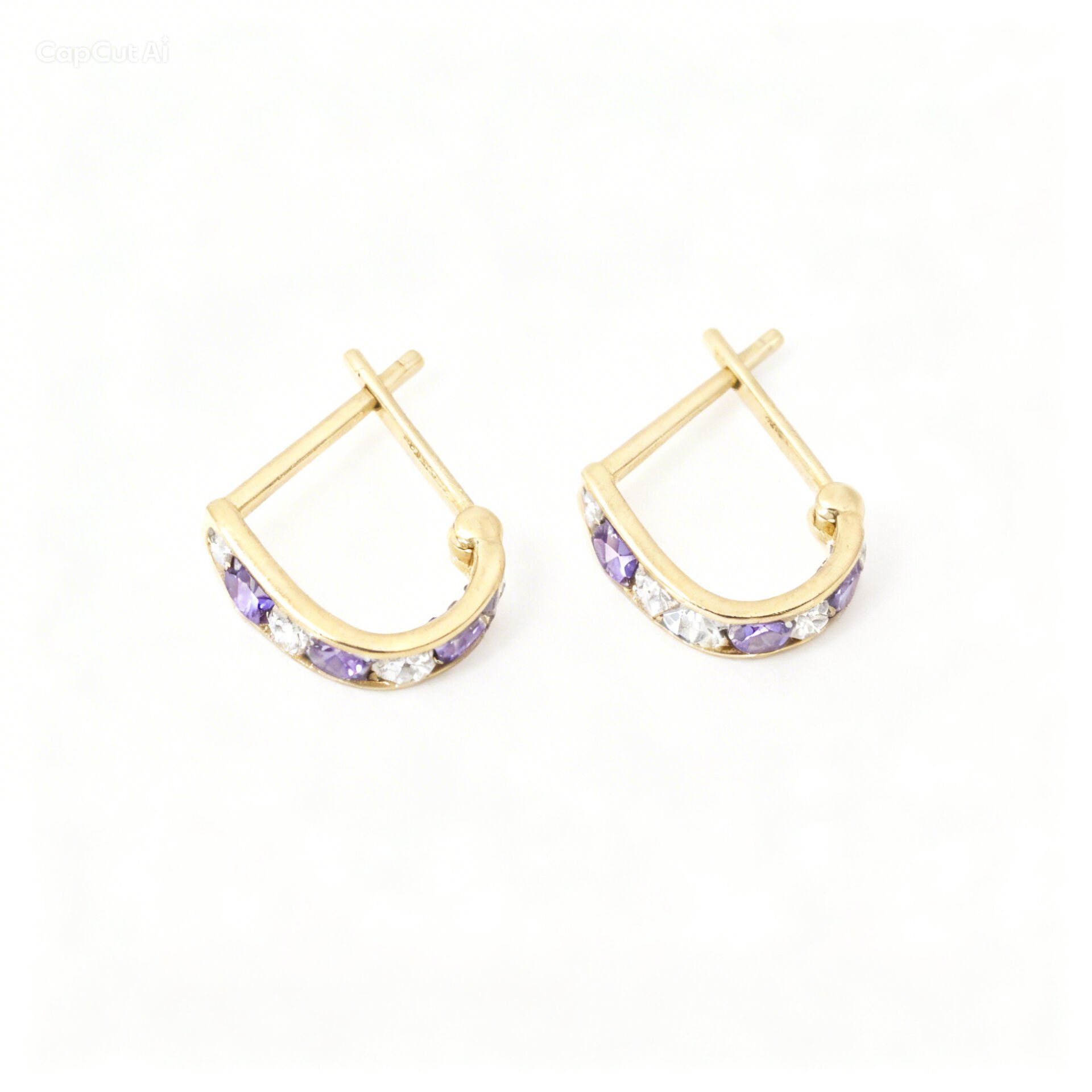 Mor Taşlı Altın Çocuk küpe