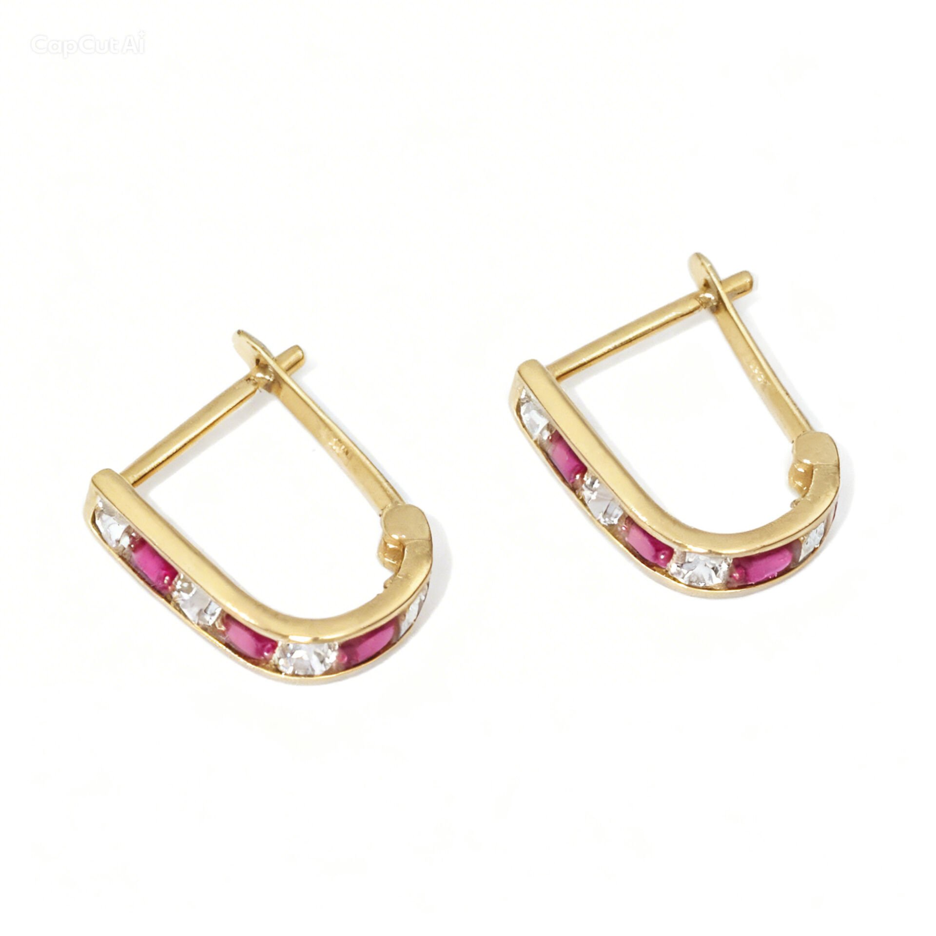 Kırmızı Taşlı Altın Çocuk Küpe