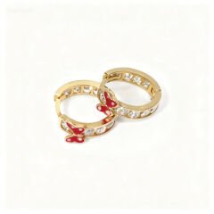 Altın Taşlı Kalpli Çocuk Küpe