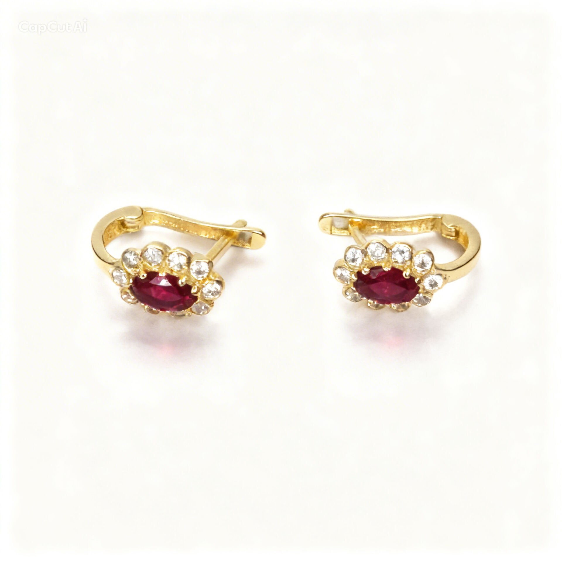 Kırmızı Taşlı Altın Çocuk Küpe