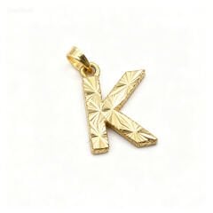 14 Ayar Altın K Harf Altın Kolye Ucu